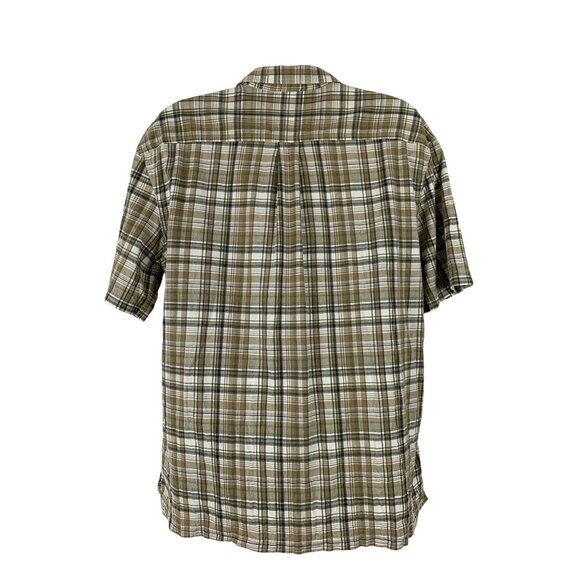 St. Johns Bay Mens Short Sleeve Plaid Button-Down Shirt Cotton Large - Picture 2 of 9